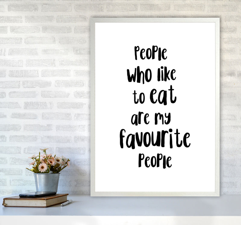 People Who Like To Eat Framed Typography Wall Art Print A1 Oak Frame