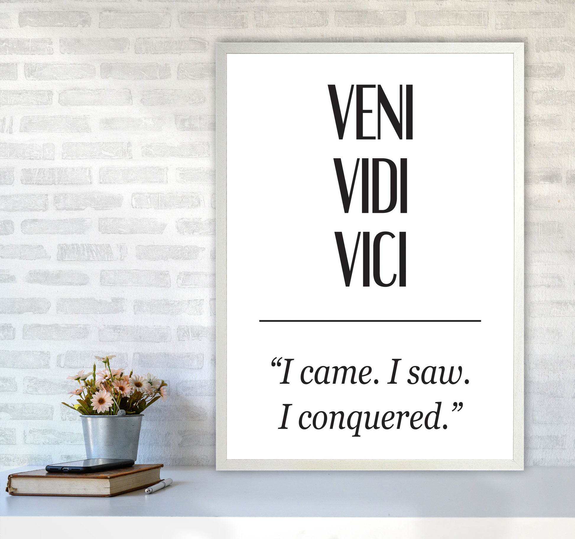 Veni Vidi Vici Modern Print A1 Oak Frame