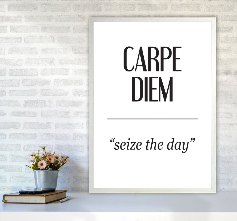 Carpe Diem Framed Typography Wall Art Print A1 Oak Frame
