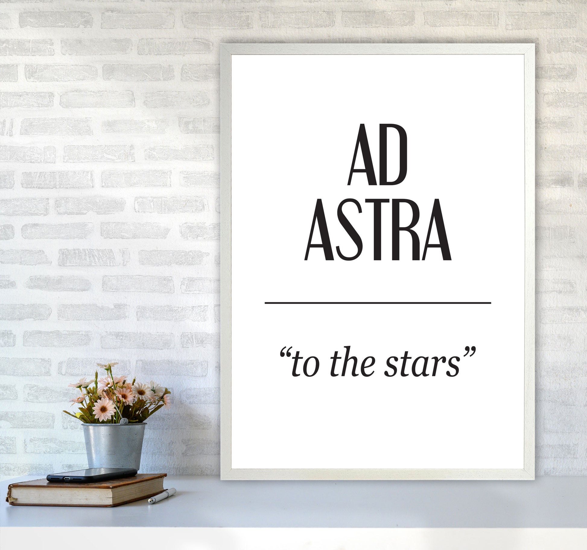 Ad Astra Framed Typography Wall Art Print A1 Oak Frame