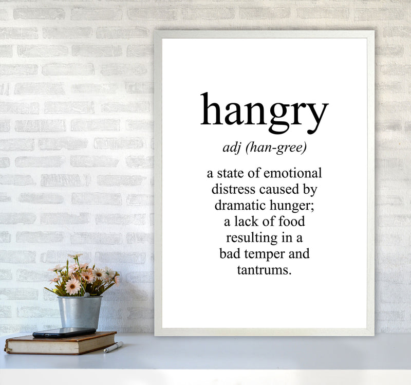 Hangry Modern Print, Framed Kitchen Wall Art A1 Oak Frame