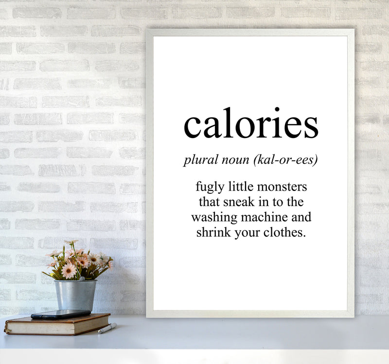 Calories Framed Typography Wall Art Print A1 Oak Frame