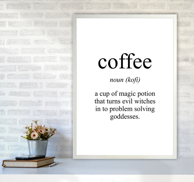 Coffee Framed Typography Wall Art Print A1 Oak Frame
