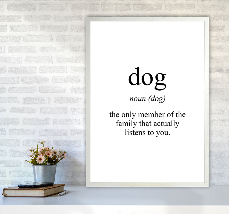 Dog Framed Typography Wall Art Print A1 Oak Frame