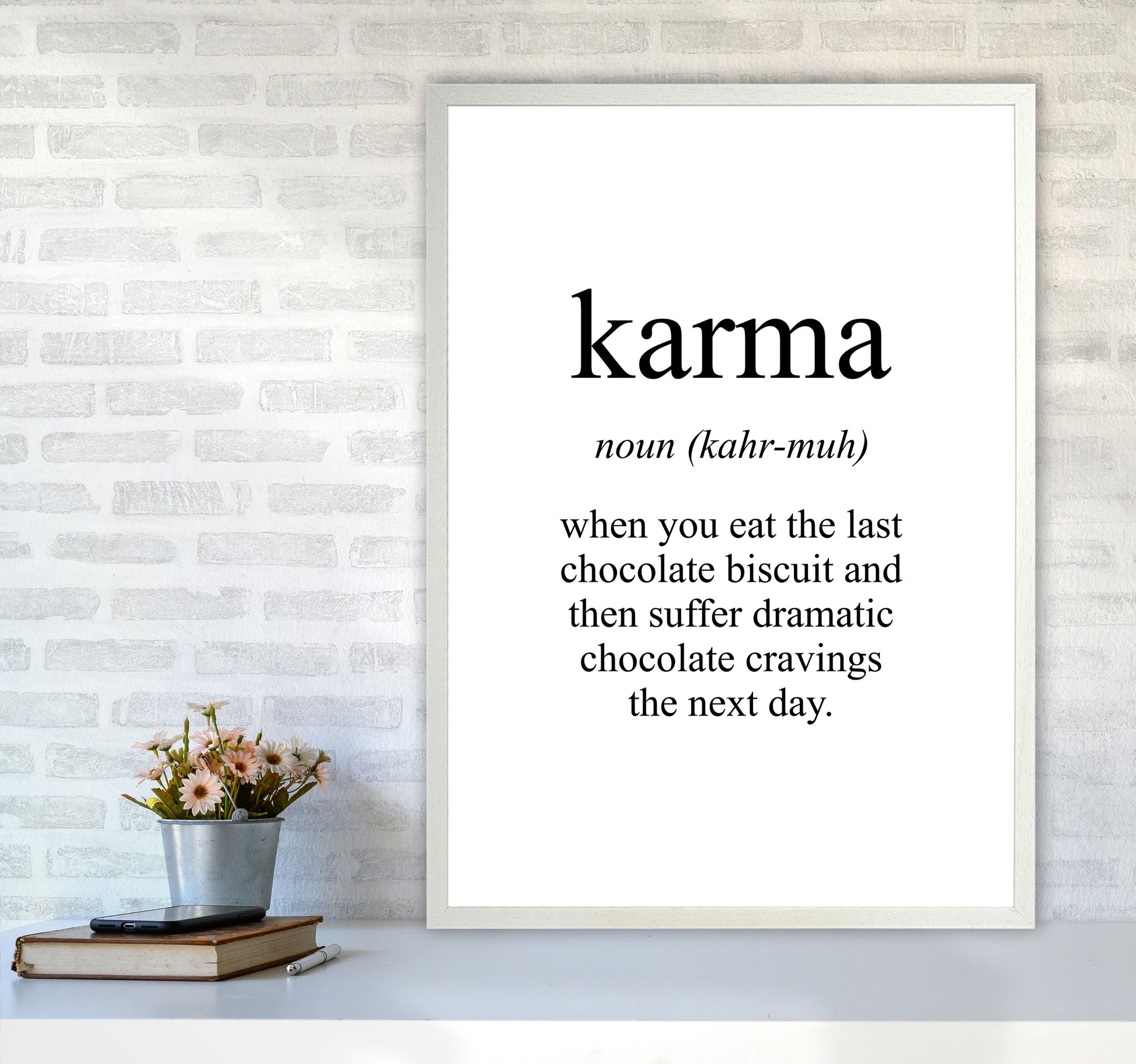 Karma Framed Typography Wall Art Print A1 Oak Frame