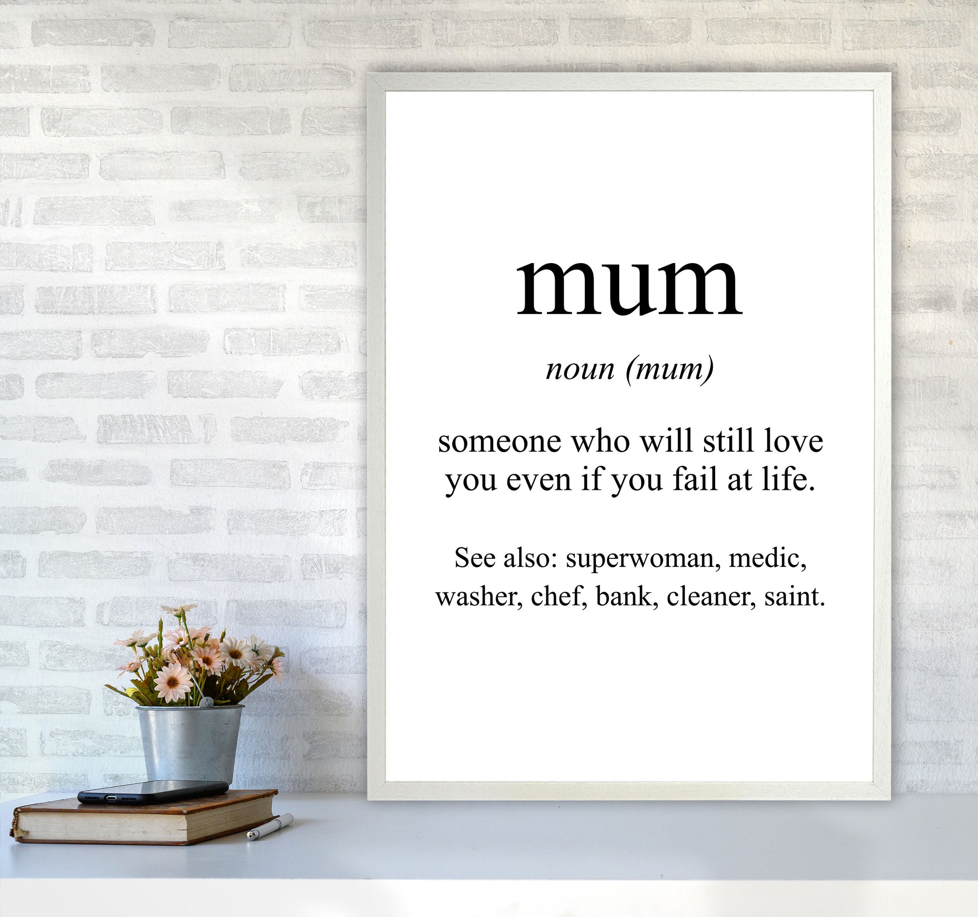 Mum Framed Typography Wall Art Print A1 Oak Frame