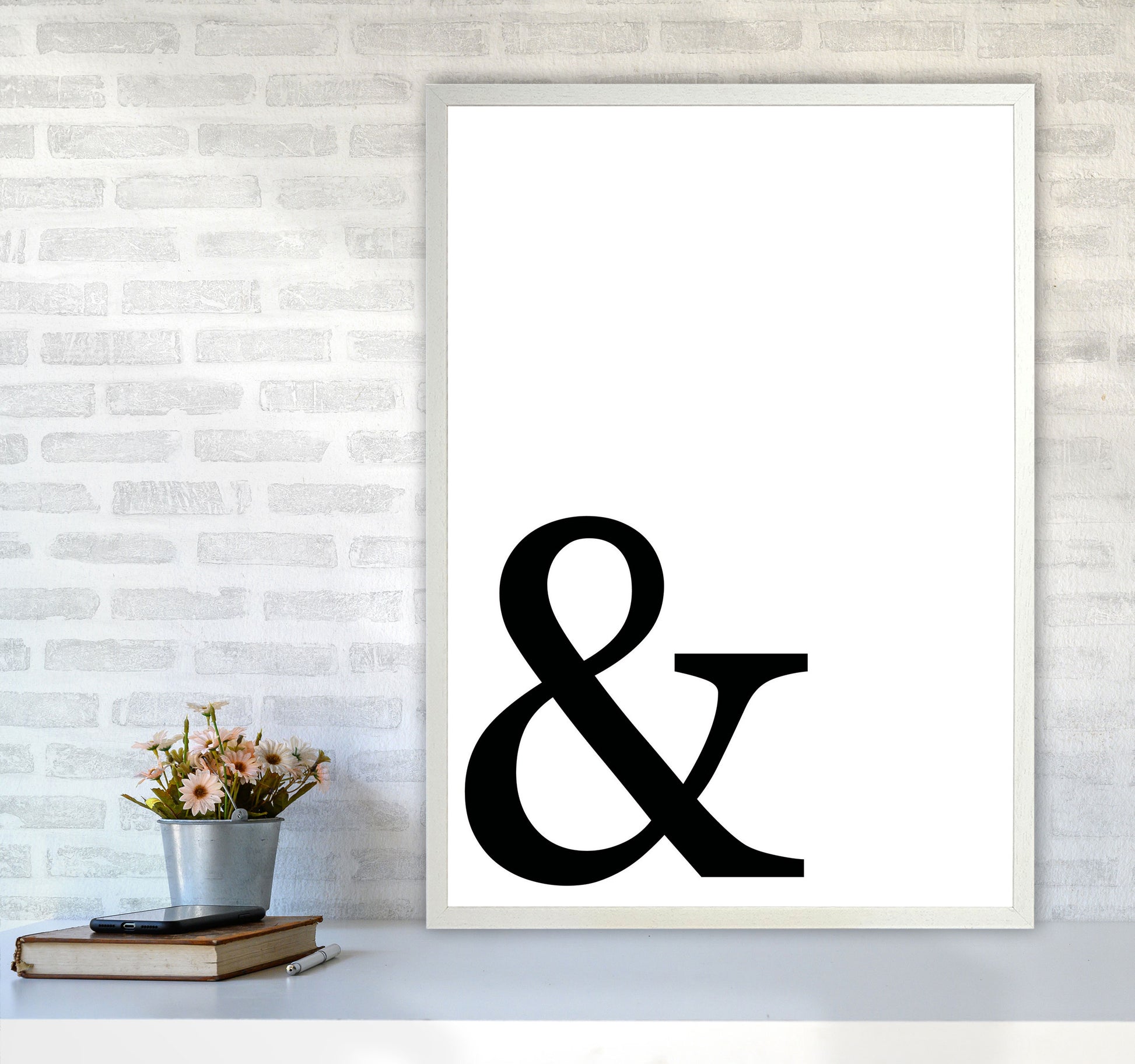 Ampersand Framed Typography Wall Art Print A1 Oak Frame