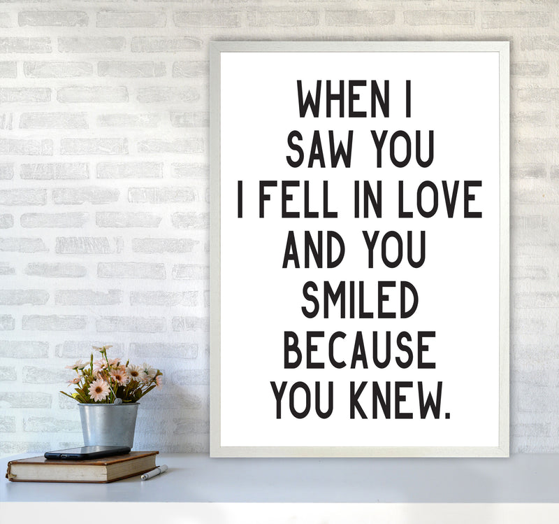 When I Saw You I Fell In Love Modern Print A1 Oak Frame