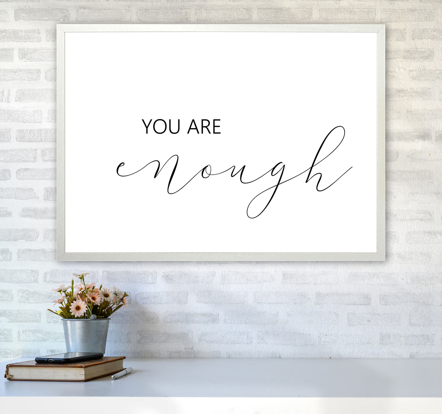 You Are Enough Landscape Modern Print A1 Oak Frame