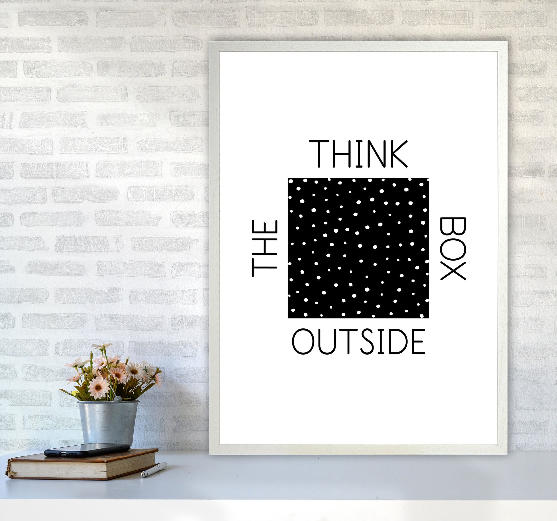 Think Outside The Box Modern Print A1 Oak Frame