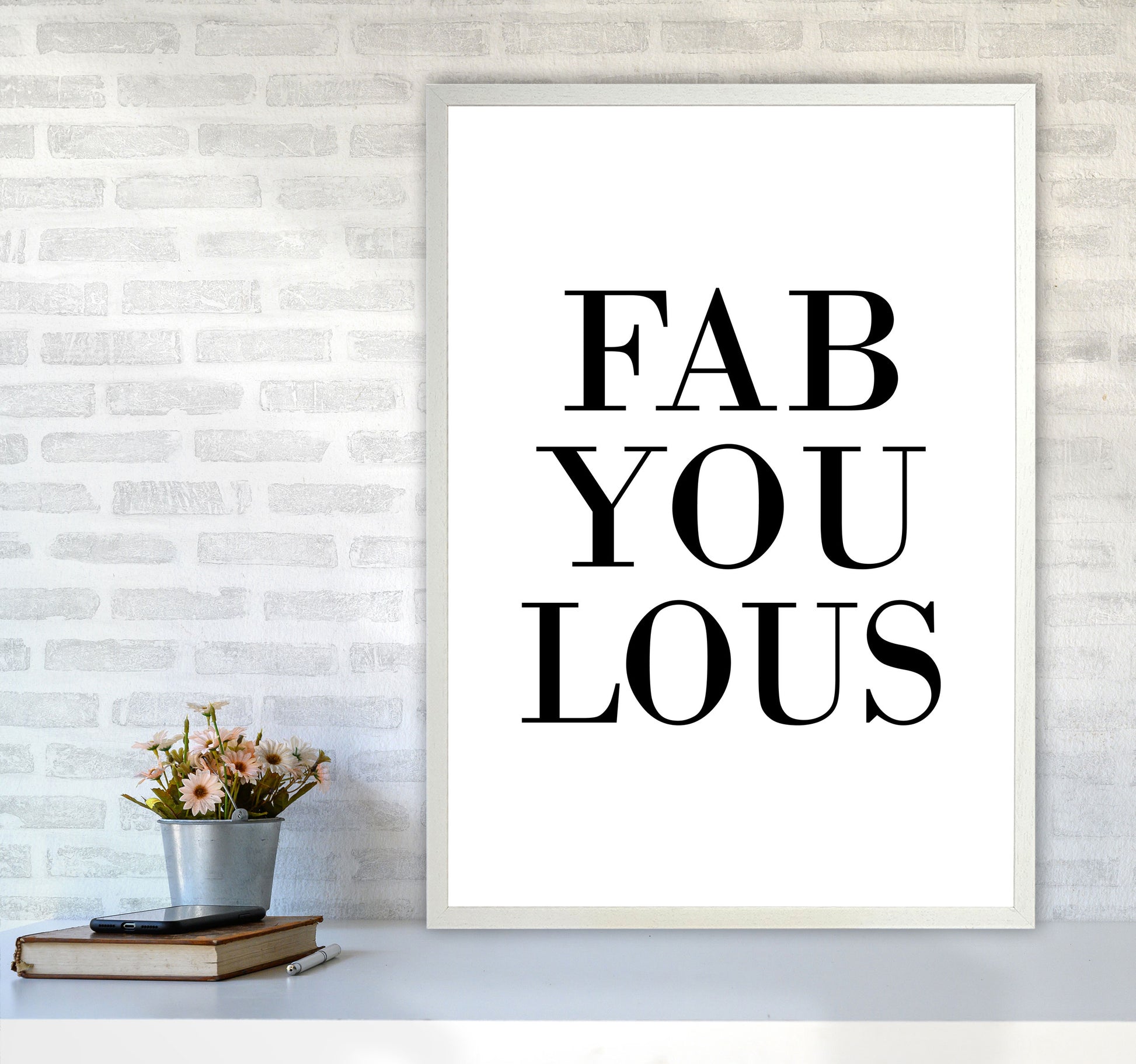 Fabyoulous Framed Typography Wall Art Print A1 Oak Frame