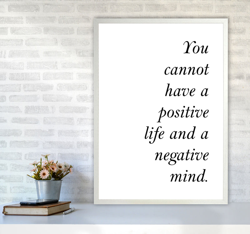 Positive Life, Negative Mind Framed Typography Wall Art Print A1 Oak Frame