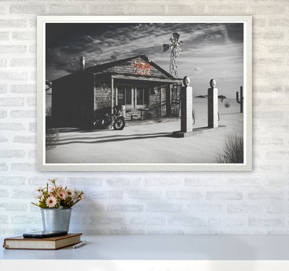 Texas Store Coca Cola Modern Print A1 Oak Frame
