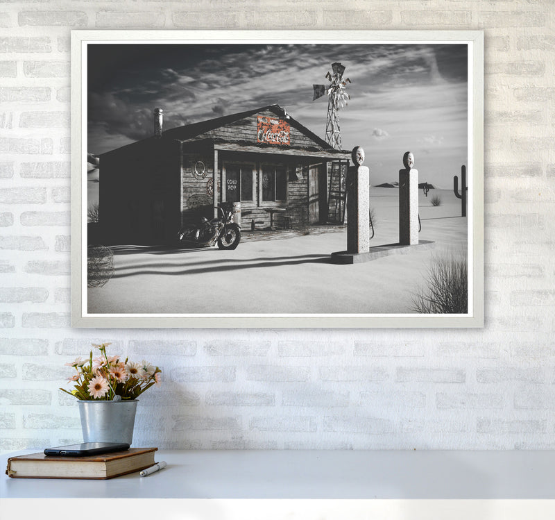 Texas Store Coca Cola Modern Print A1 Oak Frame