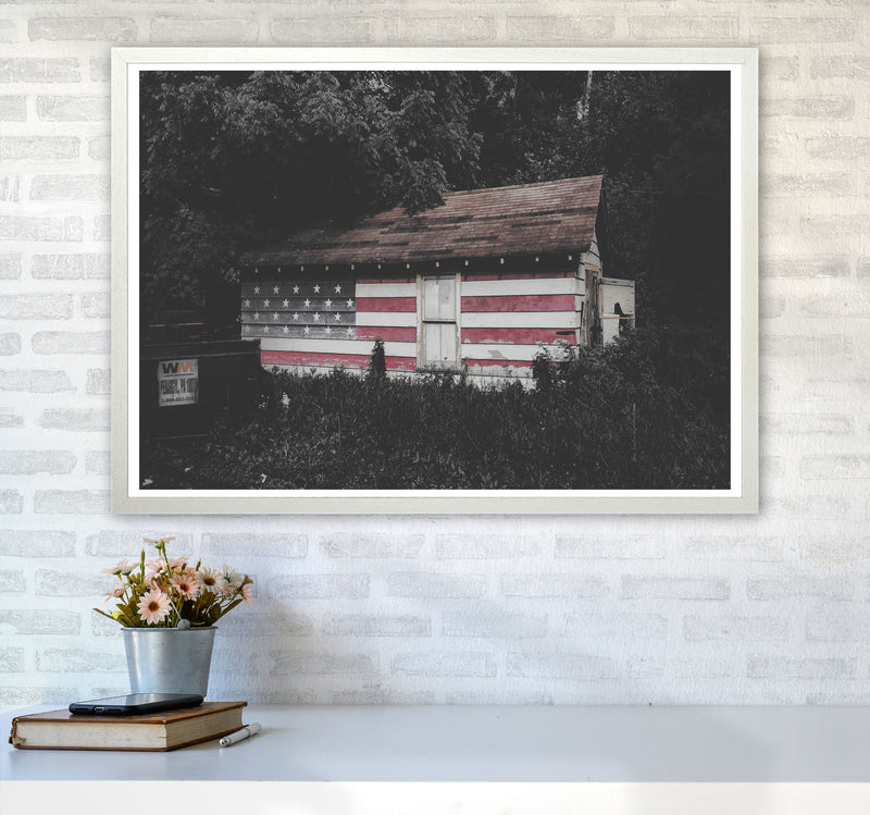 USA Hut Modern Print A1 Oak Frame
