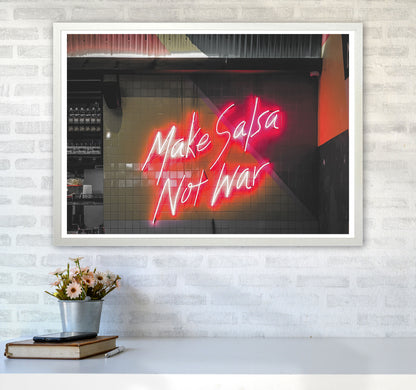 Make Salsa Not War Modern Print A1 Oak Frame