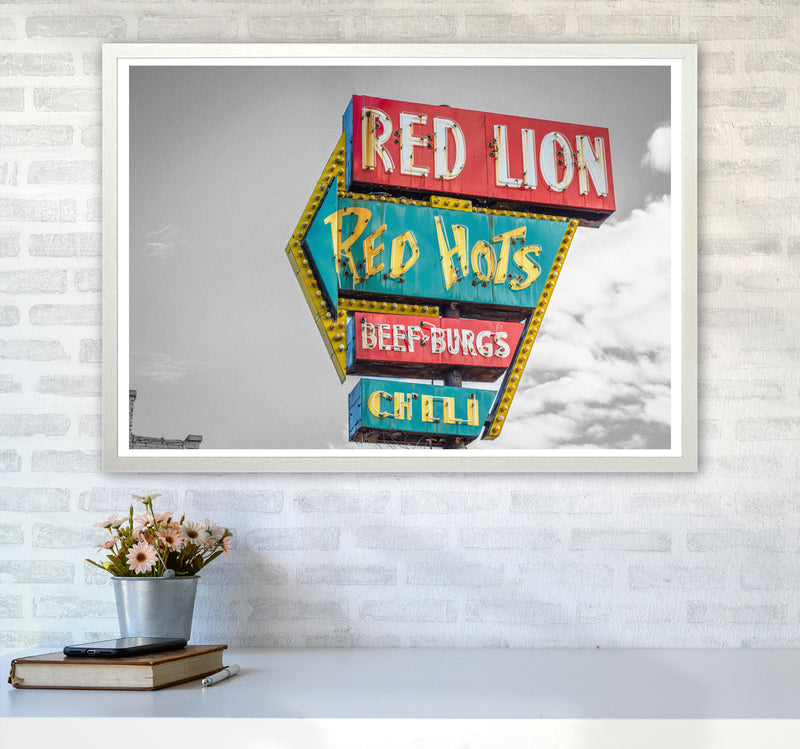 Vintage American Billboard Modern Print A1 Oak Frame