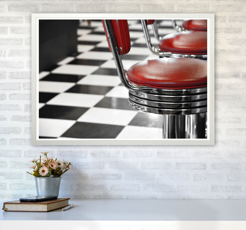 Vintage American Diner Modern Print A1 Oak Frame