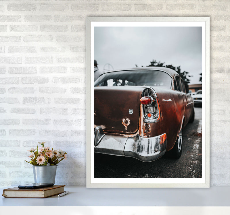 Retro Car Modern Print A1 Oak Frame