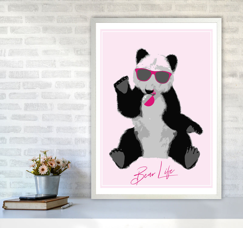 Bear Life Modern Print Animal Art Print A1 Oak Frame