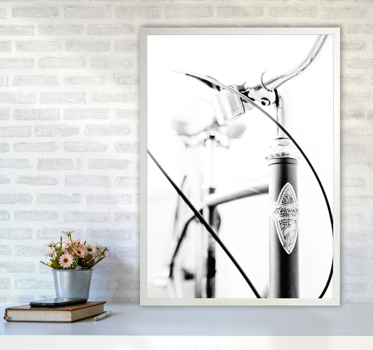 Retro Bike Frame Modern Print A1 Oak Frame