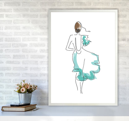 Fashion Line Drawing Modern Print A1 Oak Frame