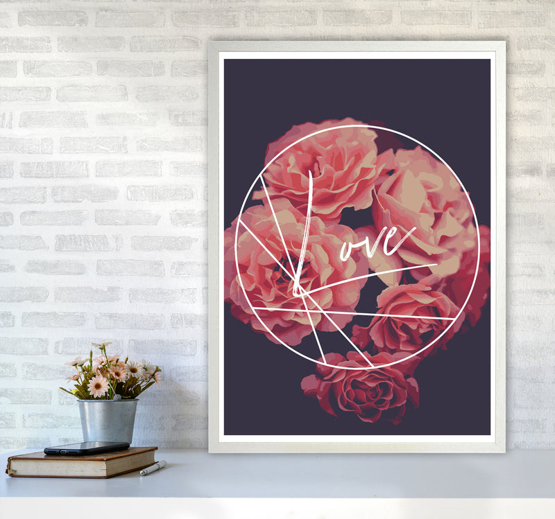 Floral Love Modern Print, Framed Botanical & Nature Art Print A1 Oak Frame