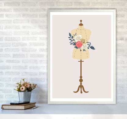 Floral Manikin Modern Print A1 Oak Frame