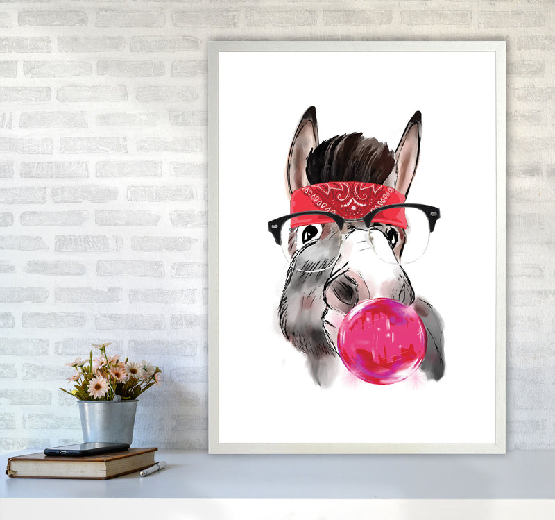 Gangster Donkey Modern Print Animal Art Print A1 Oak Frame