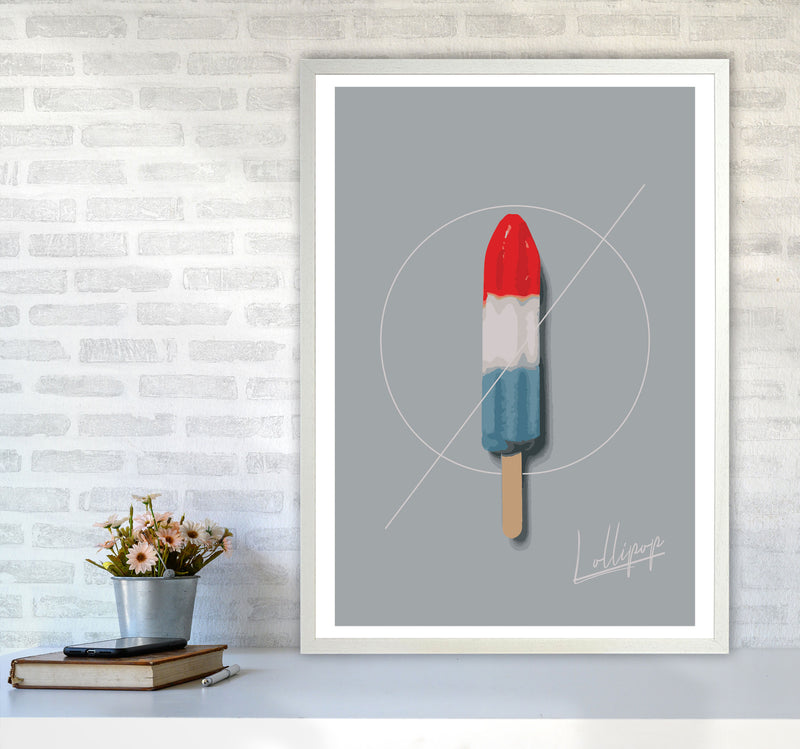 Ice Lolly Modern Print, Framed Kitchen Wall Art A1 Oak Frame