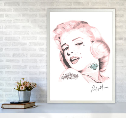 Pink Punk Monroe Modern Print A1 Oak Frame