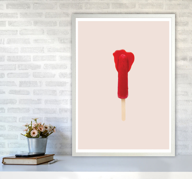 Red Icepop Modern Print A1 Oak Frame