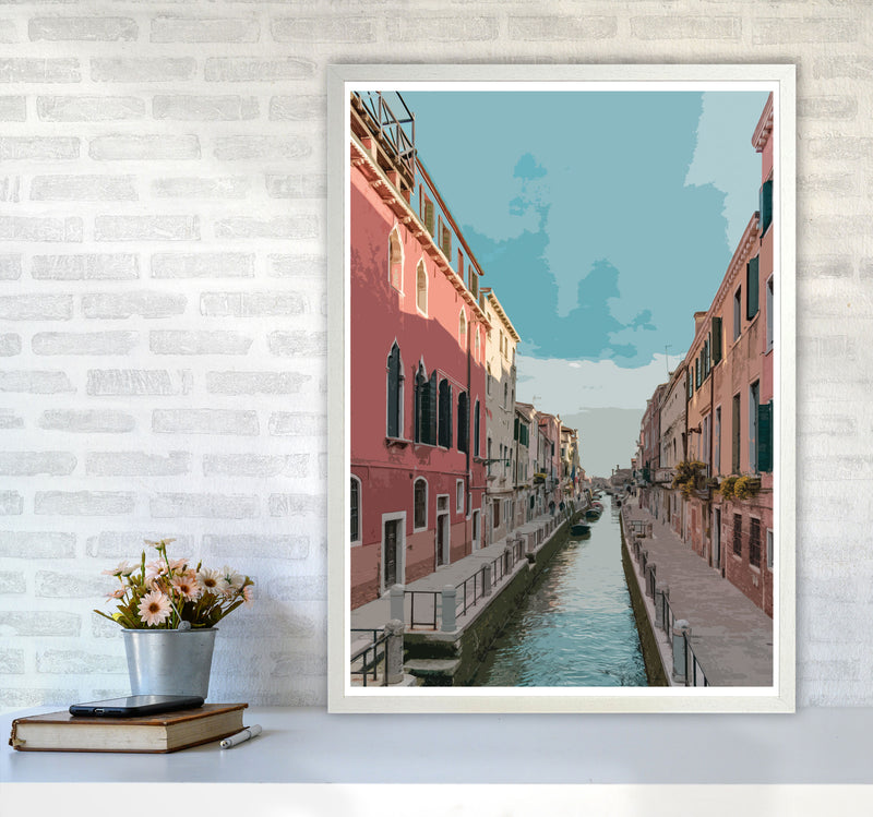 Venice Portrait 2 Modern Print A1 Oak Frame