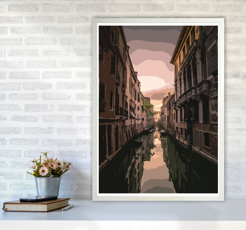Venice Portrait 3 Modern Print A1 Oak Frame