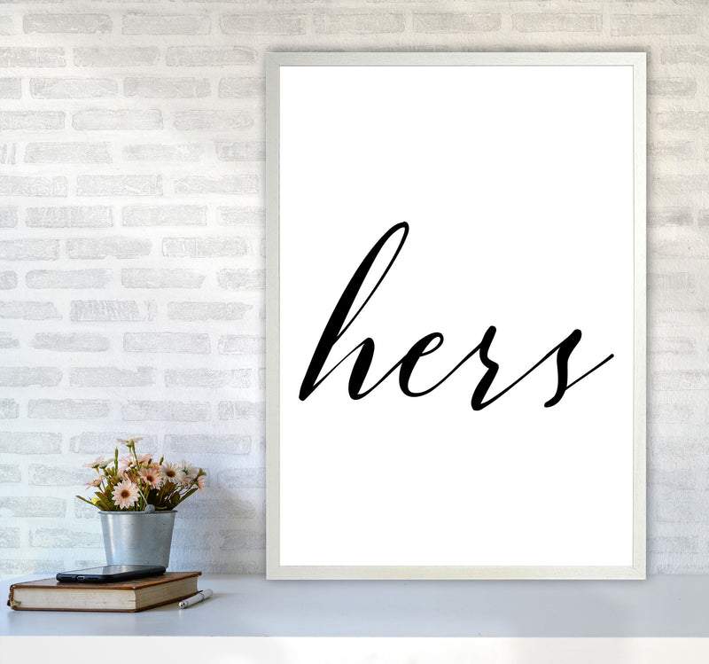 Hers Framed Typography Wall Art Print A1 Oak Frame