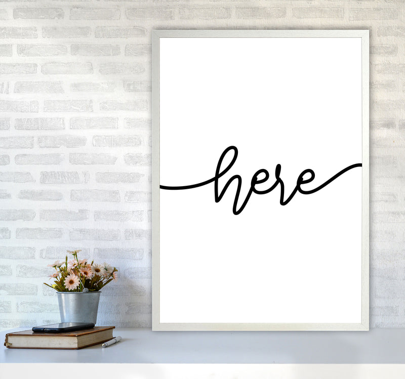 Here Framed Typography Wall Art Print A1 Oak Frame
