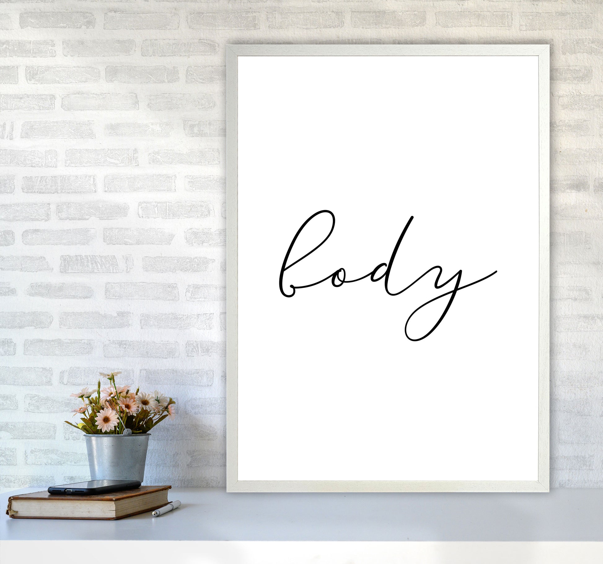 Body Framed Typography Wall Art Print A1 Oak Frame