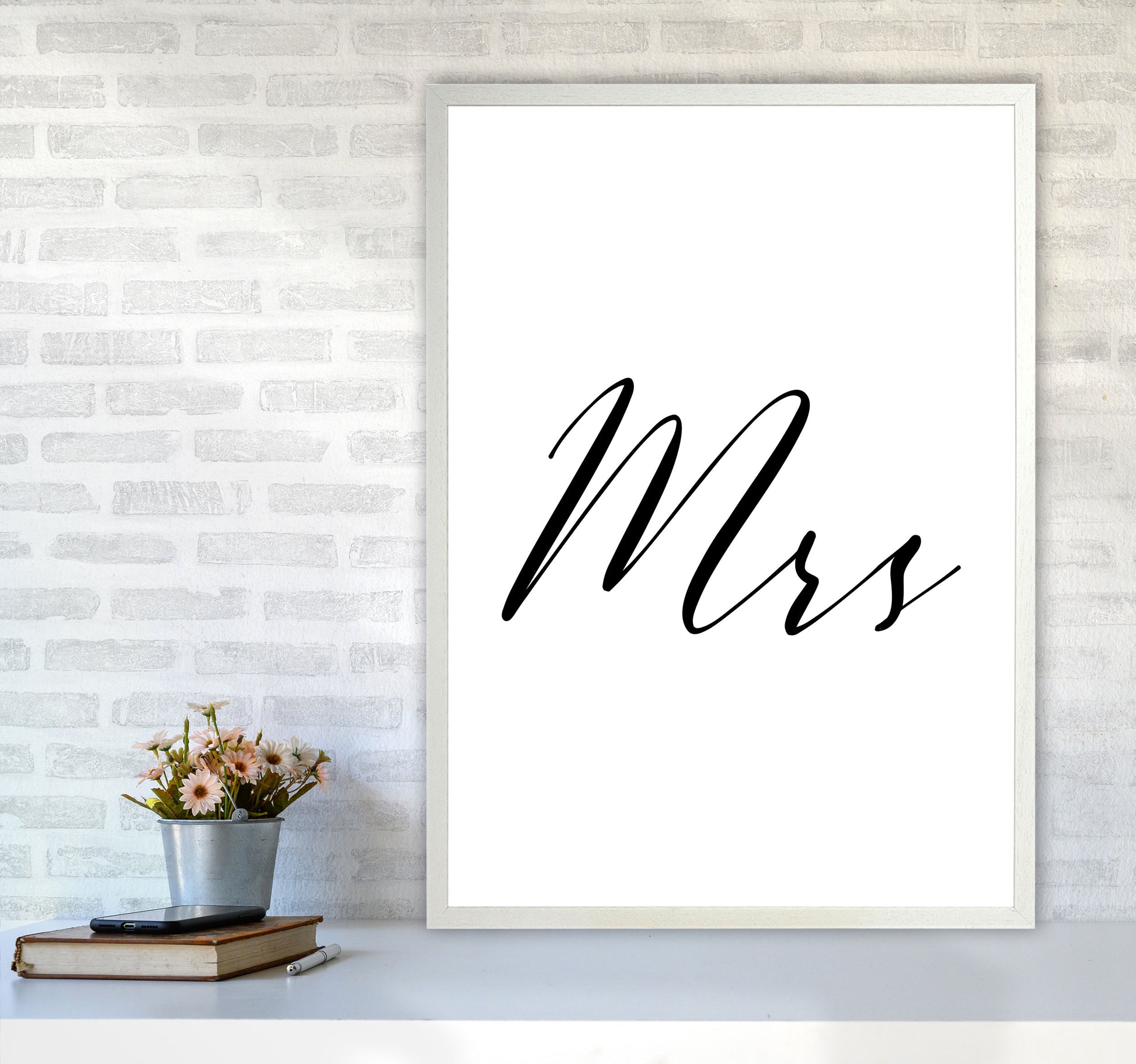 Mrs Framed Typography Wall Art Print A1 Oak Frame