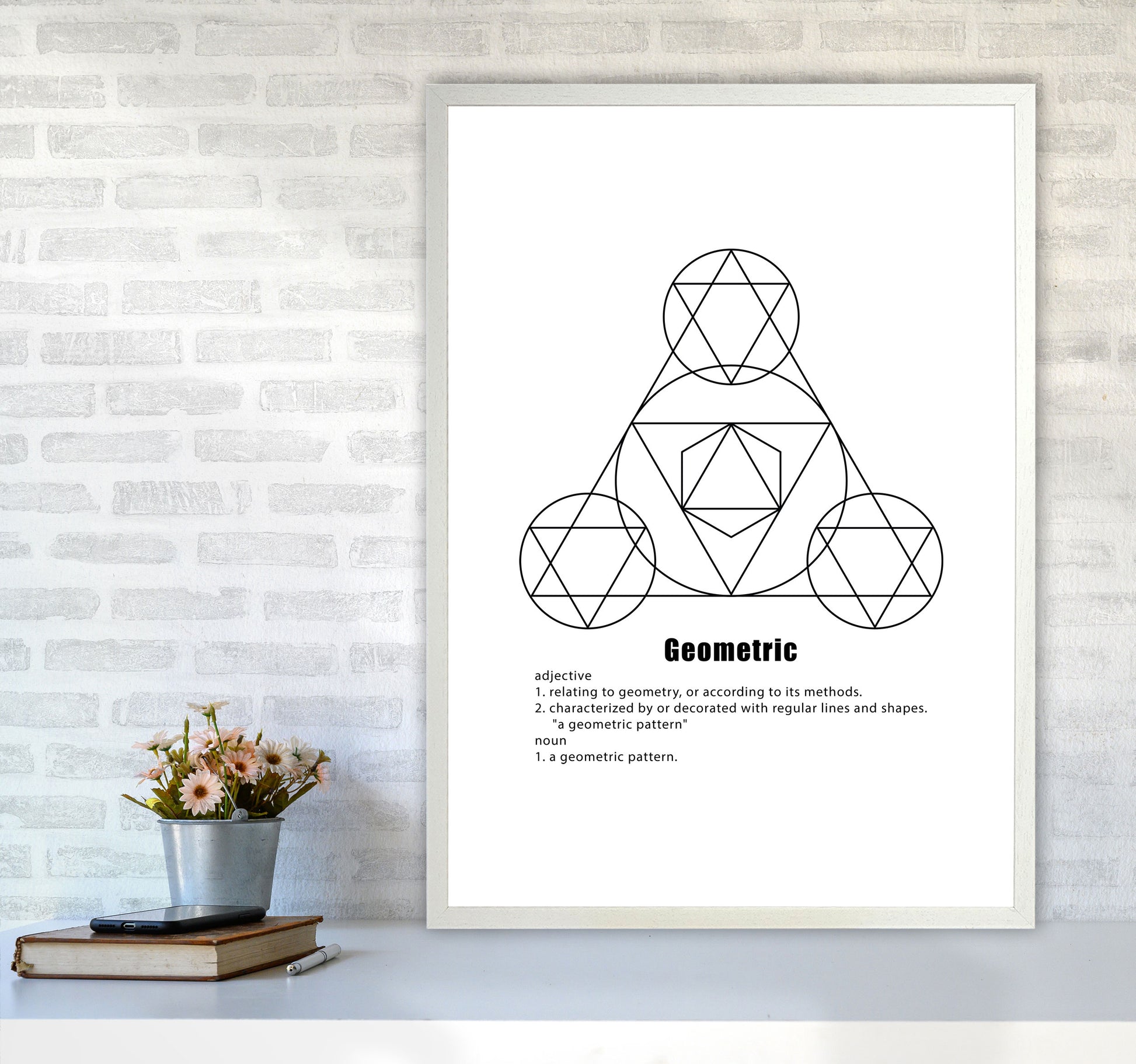 Geometric Meaning 1 Modern Print A1 Oak Frame