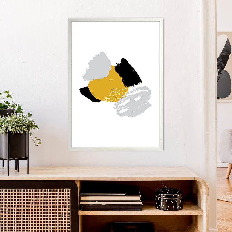 Mismatch Mustard And Black  Art Print by Pixy Paper A1 Oak Frame