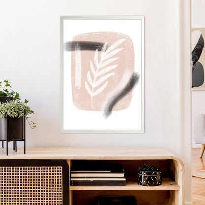 Dalia Chalk White Leaf  Art Print by Pixy Paper A1 Oak Frame