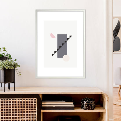 Mila Pink Abstract N12  Art Print by Pixy Paper A1 Oak Frame