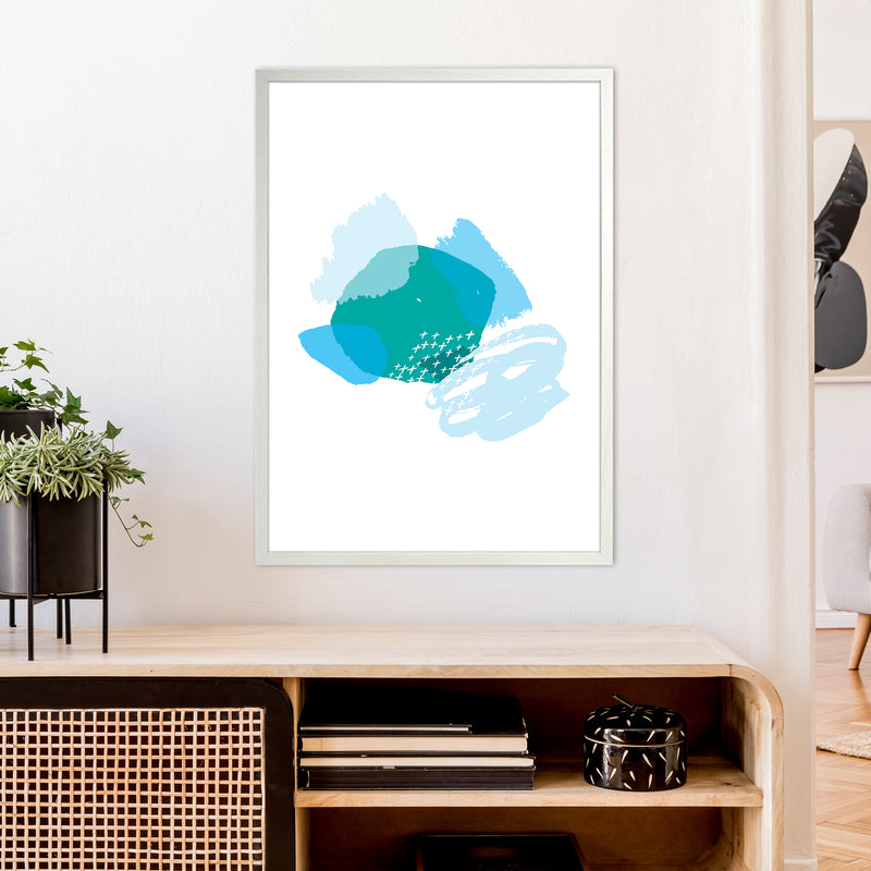 Mismatch Blue And Teal  Art Print by Pixy Paper A1 Oak Frame