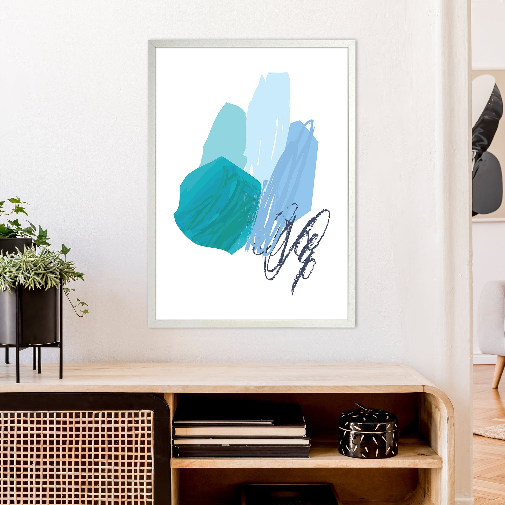 Blue Palette Drawings  Art Print by Pixy Paper A1 Oak Frame
