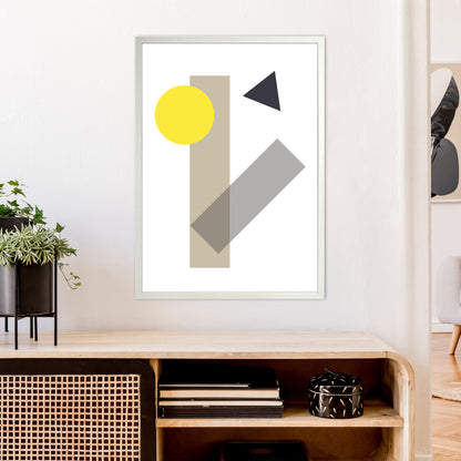 Random Geo Yellow  Art Print by Pixy Paper A1 Oak Frame