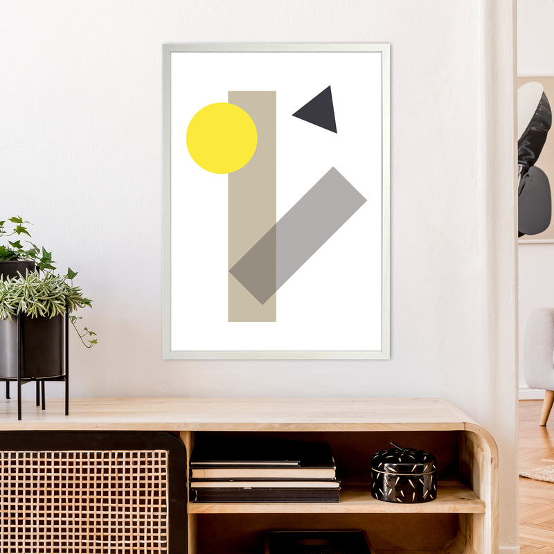 Random Geo Yellow  Art Print by Pixy Paper A1 Oak Frame