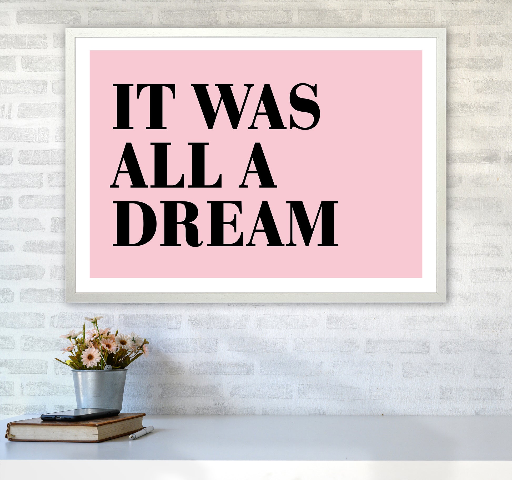 It Was All A Dream Neon Funk  Art Print by Pixy Paper A1 Oak Frame