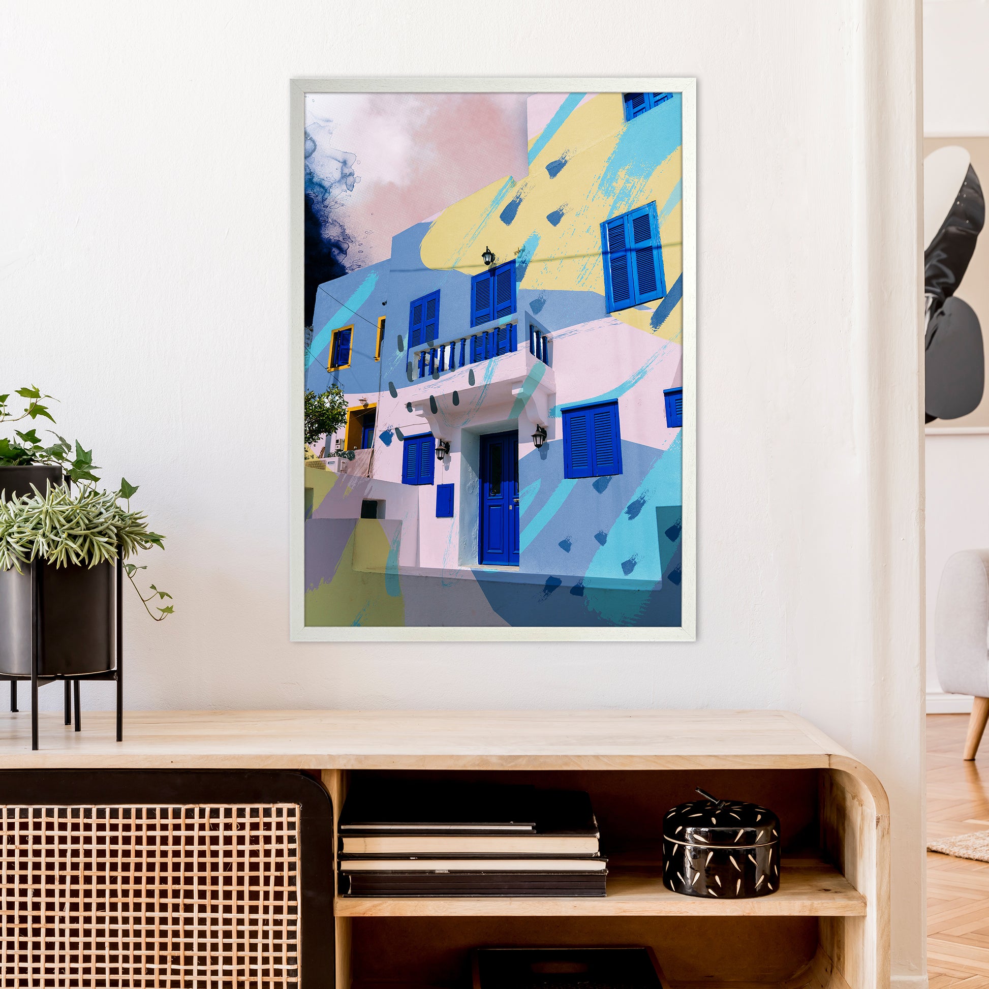 Buliding Pop  Art Print by Pixy Paper A1 Oak Frame