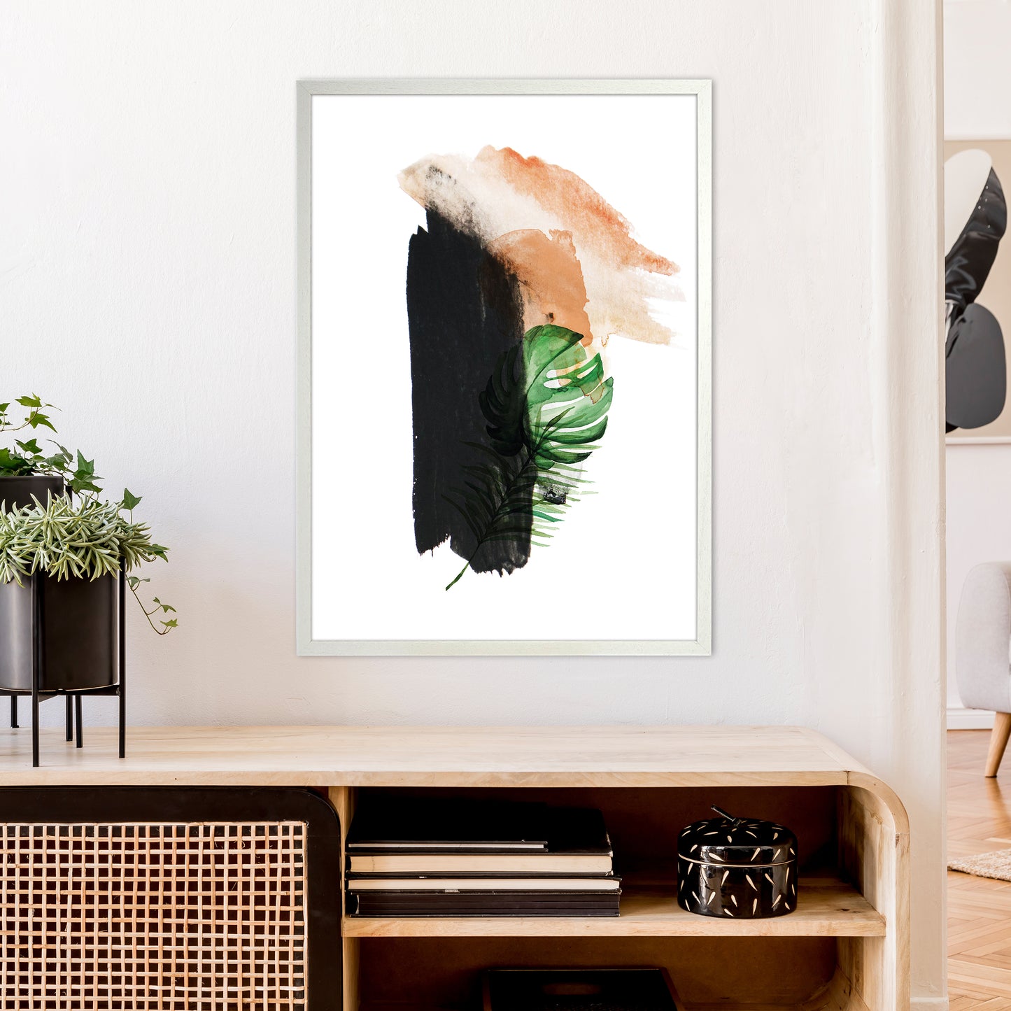 Exotic Abstract Strokes  Art Print by Pixy Paper A1 Oak Frame
