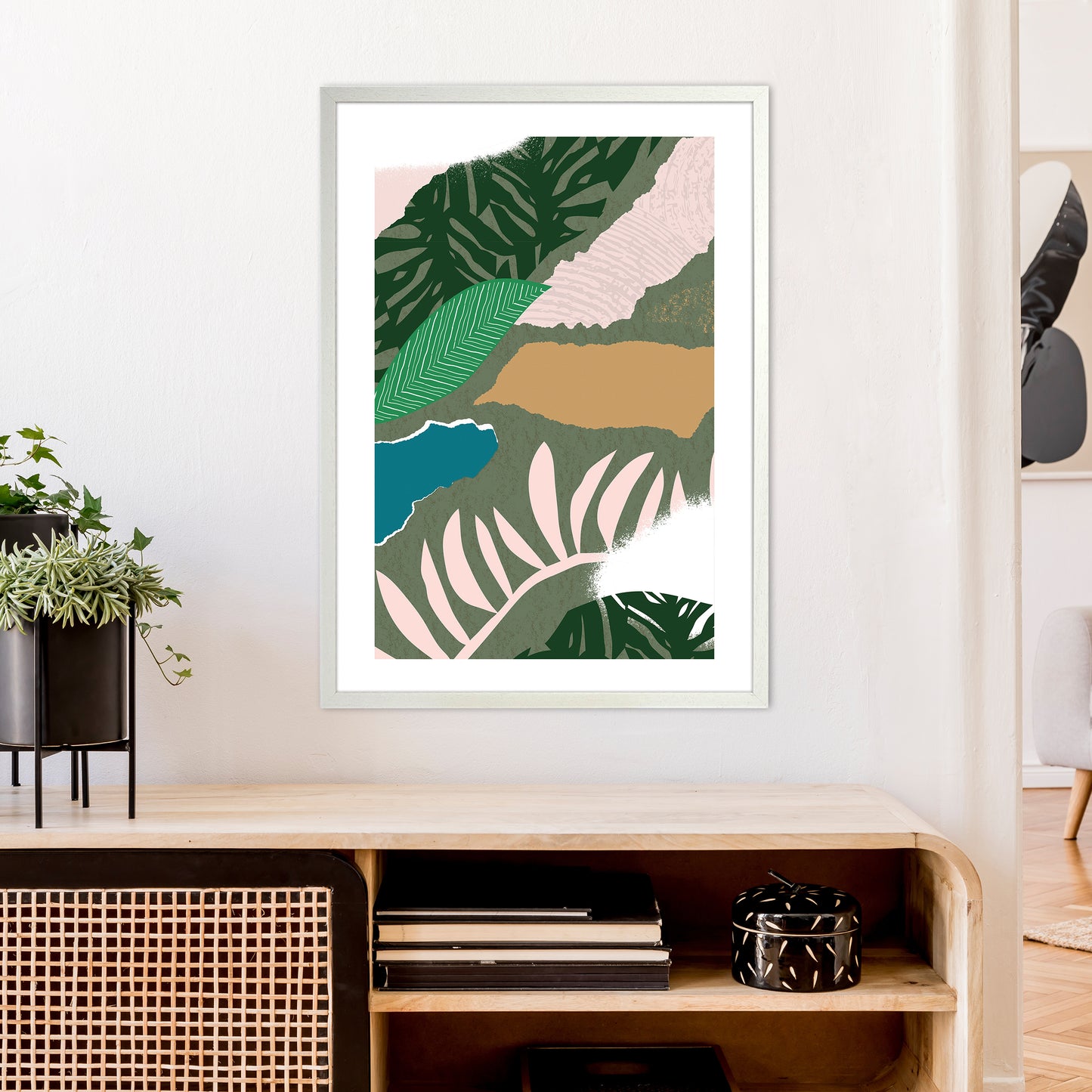 Mismatch Jungle Abstract  Art Print by Pixy Paper A1 Oak Frame